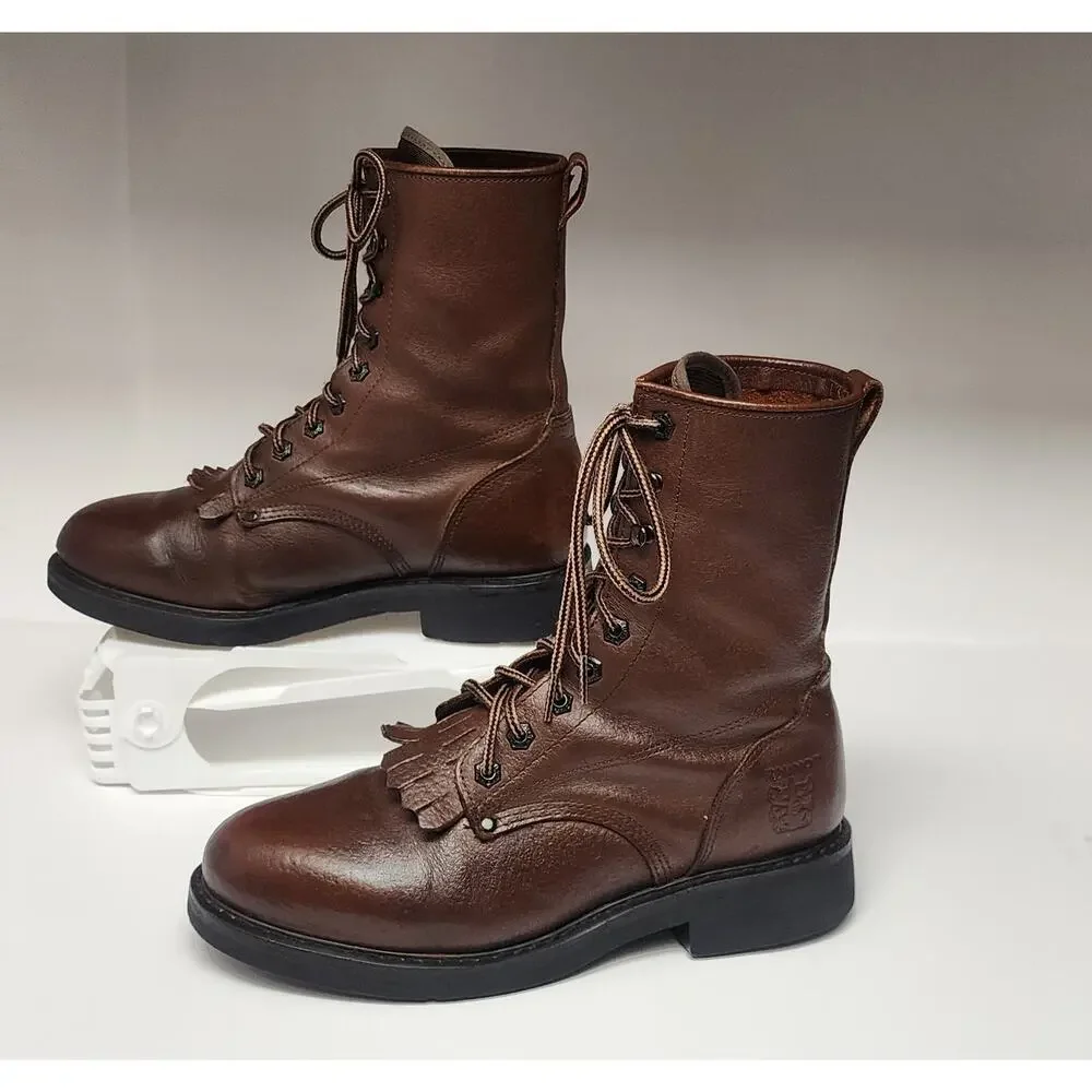 Rhino Men's Brown Leather  Lace Up Boots  Size 9.5